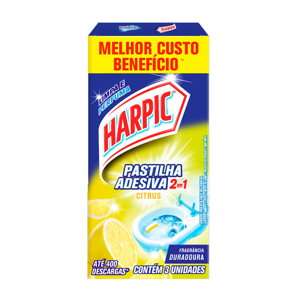 Encontraproduto.com.br - Pastilha Adesiva Sanitária Harpic Citrus com 3 unidades