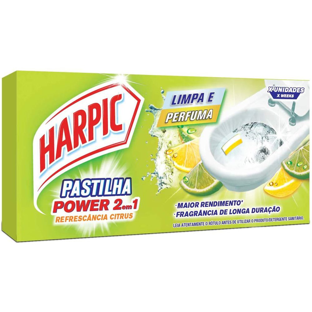 Encontraproduto.com.br - Pastilha Adesiva Sanitária Harpic Citrus com 3 unidades