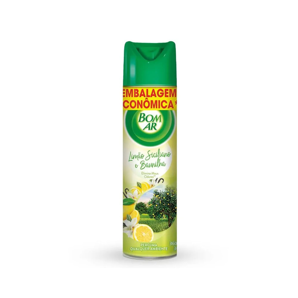 Encontraproduto.com.br - Desodorizante Aerossol Bom Ar Limão Siciliano Frasco com 360ml