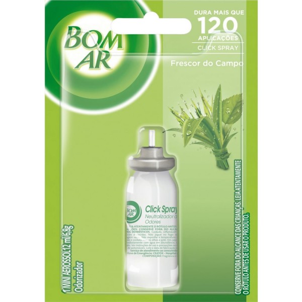 Encontraproduto.com.br - Odorizador Bom Ar Click Spray Frescor Do Campo Refil 12ml