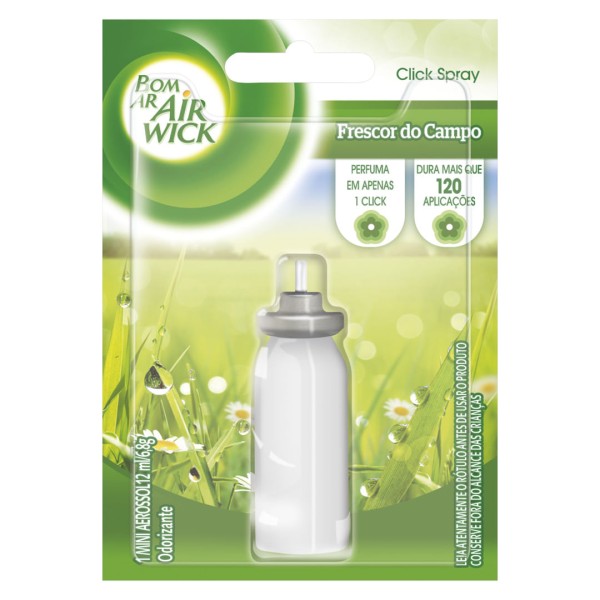 Encontraproduto.com.br - Odorizador Bom Ar Click Spray Frescor Do Campo Refil 12ml