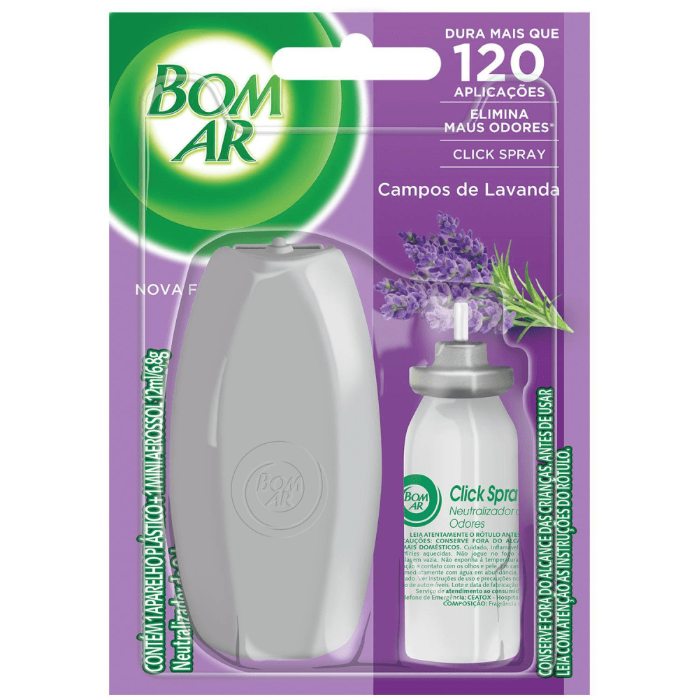Encontraproduto.com.br - Desodorizador Bom Ar Lavanda Aparelho + Refil com 12ml