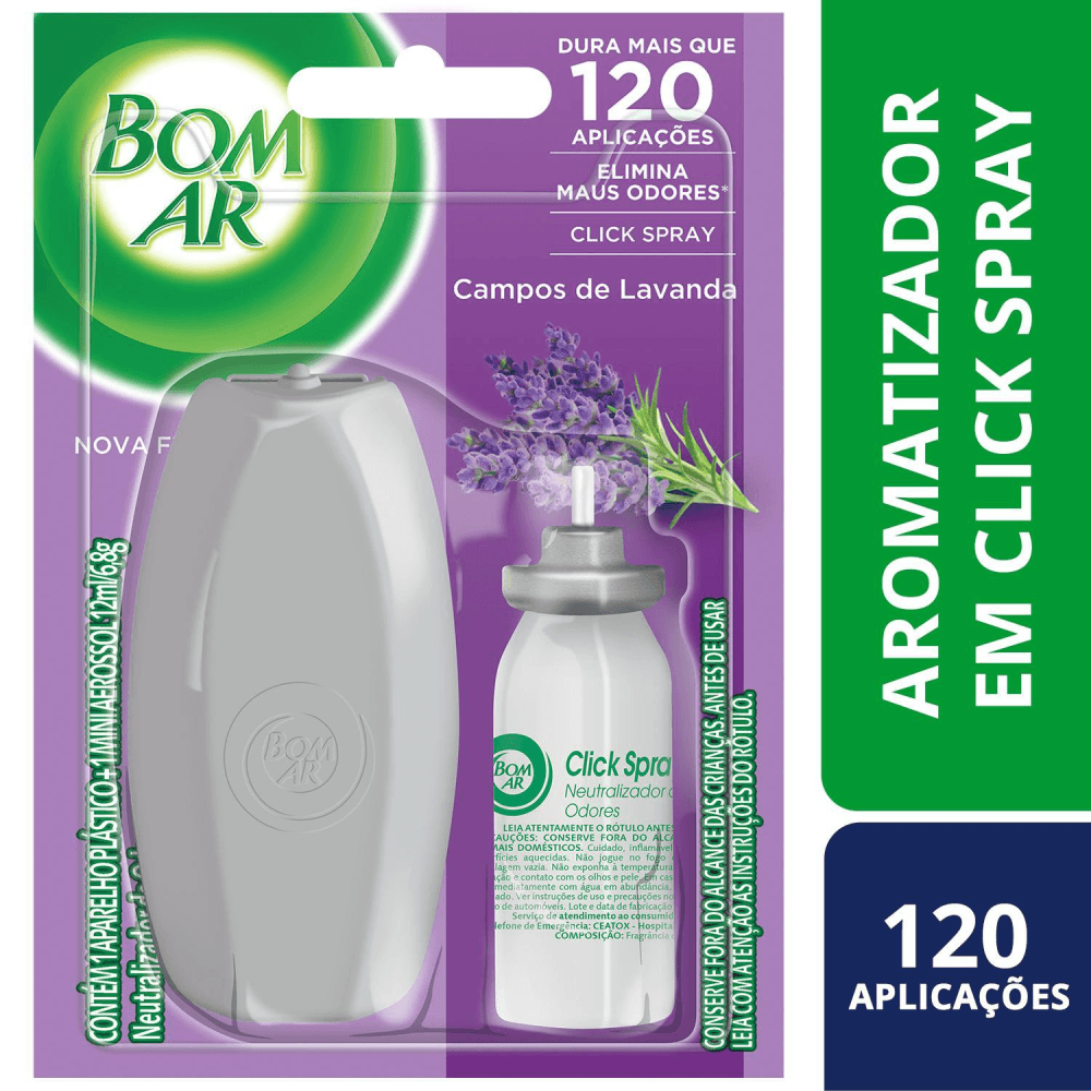 Encontraproduto.com.br - Desodorizador Bom Ar Lavanda Aparelho + Refil com 12ml