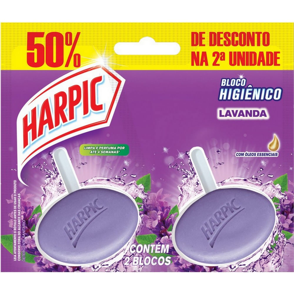 Encontraproduto.com.br - Bloco Sanitário Perfumado Lavanda 50% desconto na Segunda un Harpic com 2un