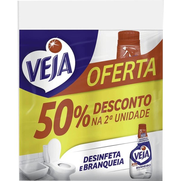 Encontraproduto.com.br - Limpador Tira Limo Veja X14 para Banheiro 500ml 2 unidades com 50% de desconto na 2ª