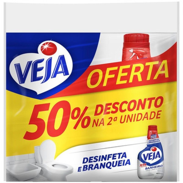 Encontraproduto.com.br - Limpador Tira Limo Veja X14 para Banheiro 500ml 2 unidades com 50% de desconto na 2ª