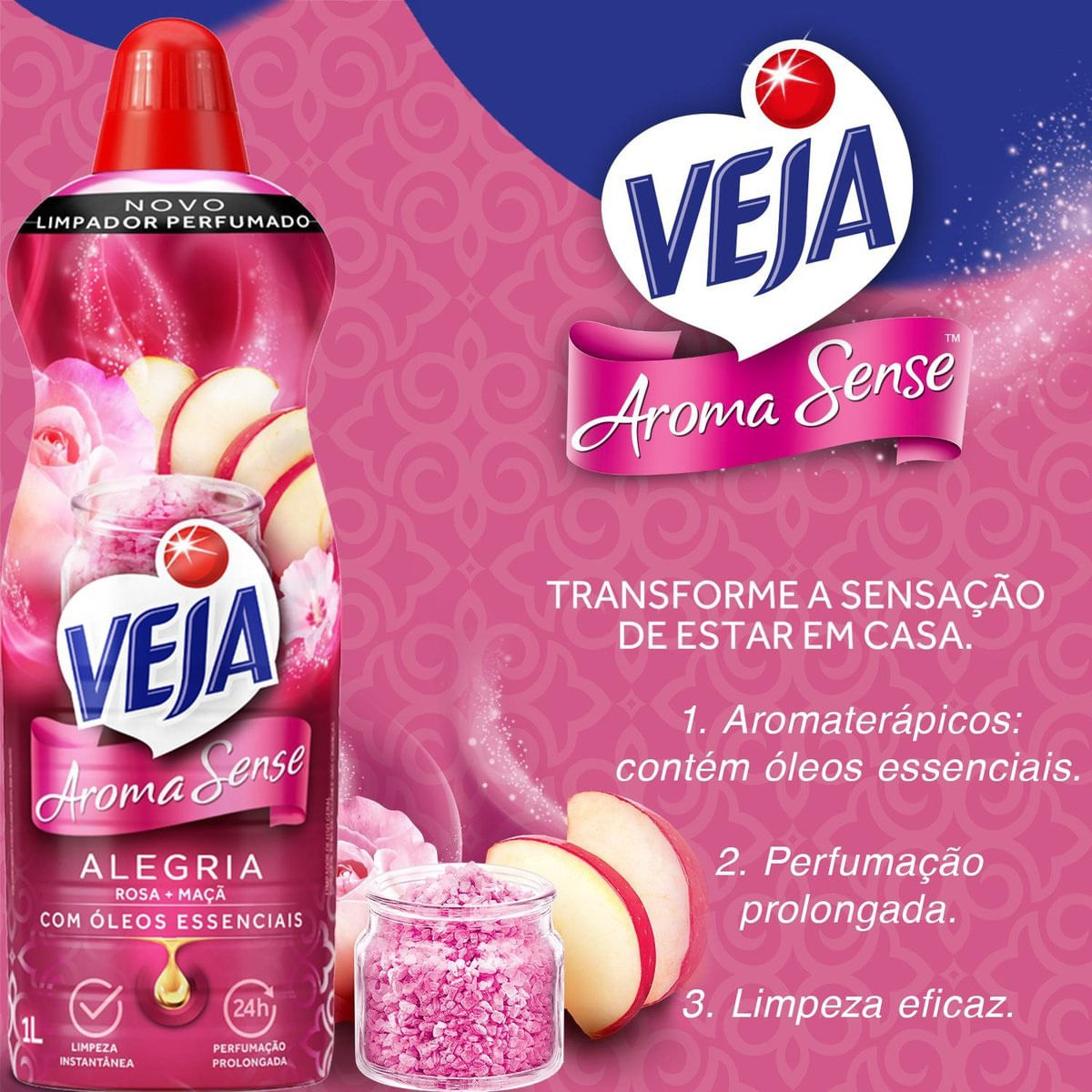 Encontraproduto.com.br - Limpador Perfumado Veja Aroma Sense Alegria 1L com óleos essenciais