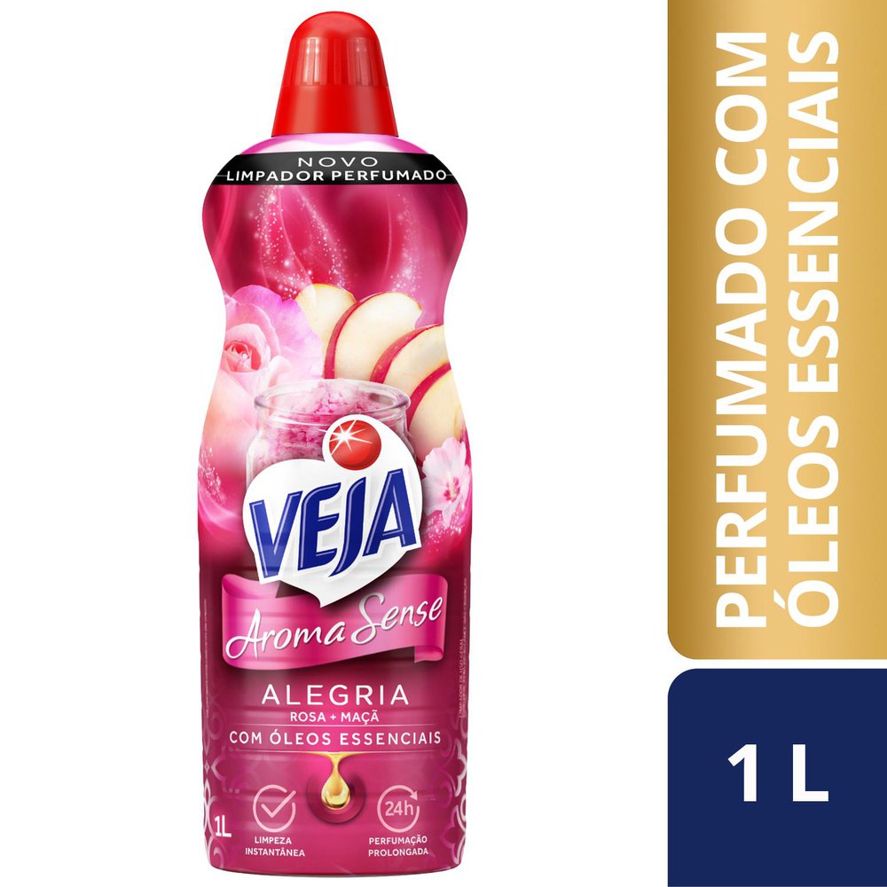 Encontraproduto.com.br - Limpador Perfumado Veja Aroma Sense Alegria 1L com óleos essenciais