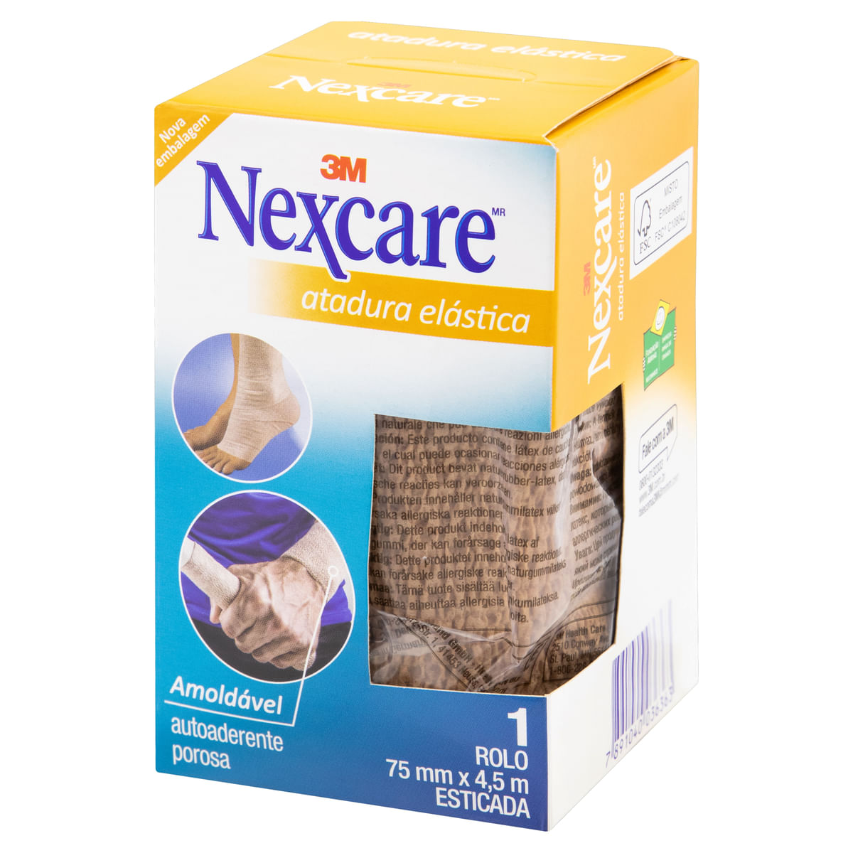 Encontraproduto.com.br - Atadura Elástica Nexcate Bege 1 Unidade de 75mm X 4,5m