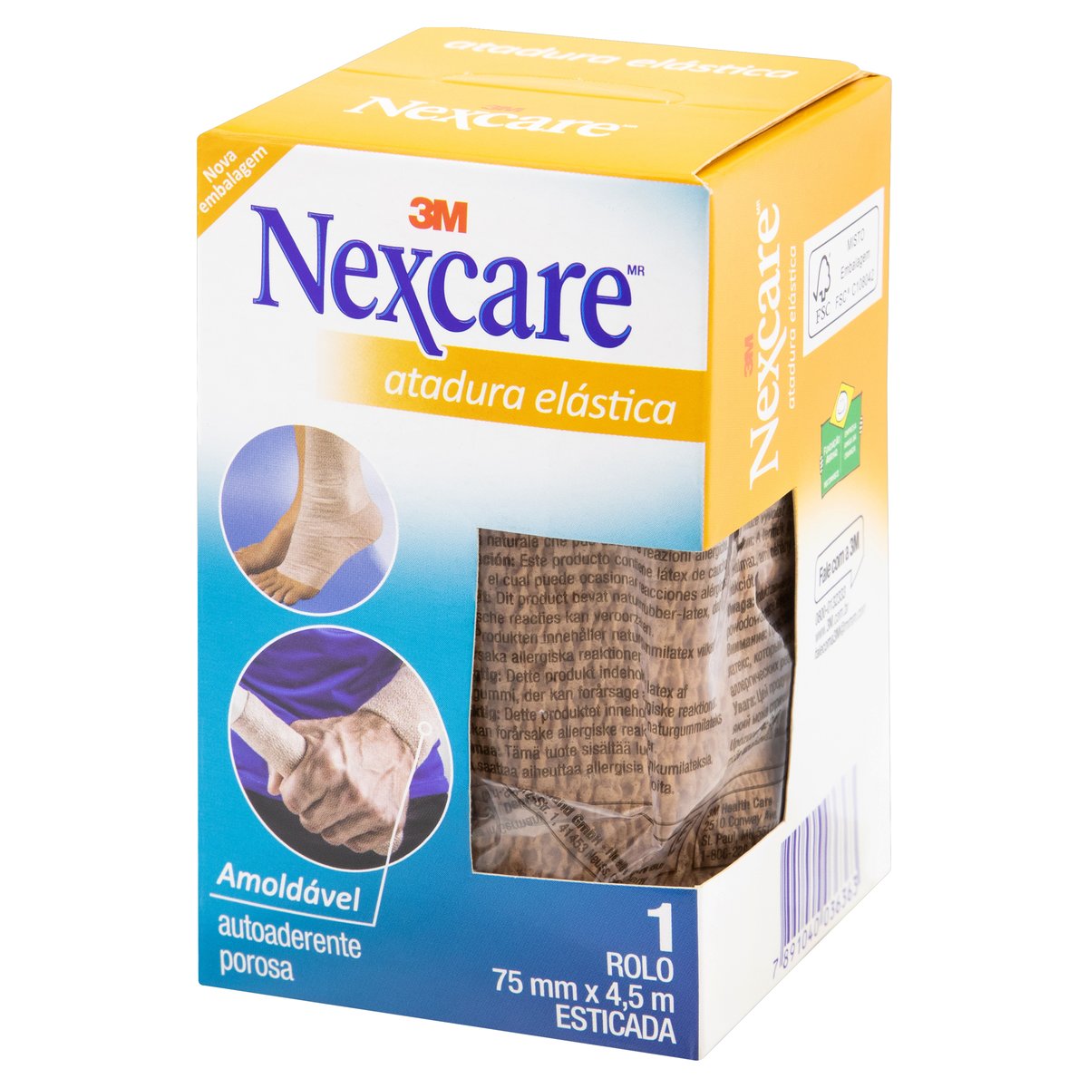 Encontraproduto.com.br - Atadura Elástica Nexcate Bege 1 Unidade de 75mm X 4,5m