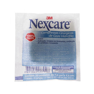 Encontraproduto.com.br - Compressa Gaze 3m Nexcare Com 10 70cmx70cm Esteril