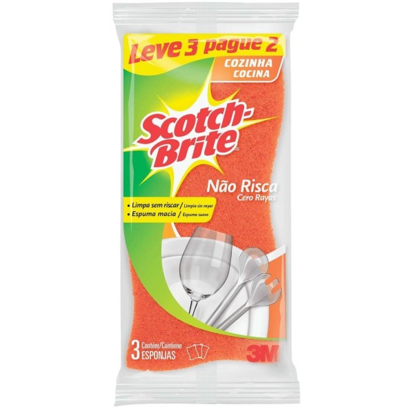 Encontraproduto.com.br - Esponja 3M Scoth Brite Não Risca Leve 3 Pague 2 Unidades