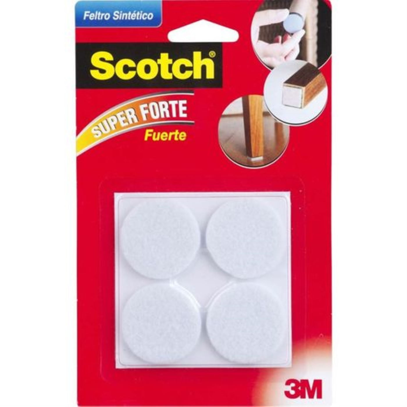 Feltro Sintético Para Móveis Leves Redondo Branco Extra Grande 4 Unidades - 3M