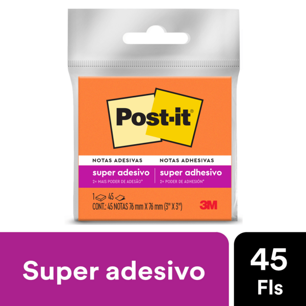 Encontraproduto.com.br - Bloco Post-it Laranja 45 Folhas 3M