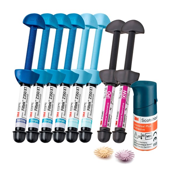 Encontraproduto.com.br - Top Kit Resina Filtek Z350 XT + Disco Espiral Sof-Lex + Adesivo Scotchbond Universal Plus - 3M