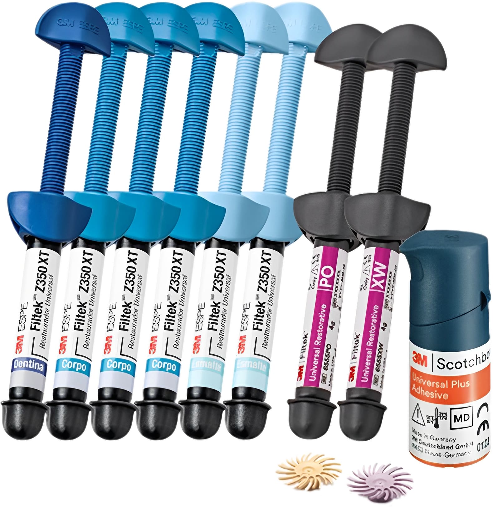 Encontraproduto.com.br - Top Kit Resina Filtek Z350 XT + Disco Espiral Sof-Lex + Adesivo Scotchbond Universal Plus - 3M