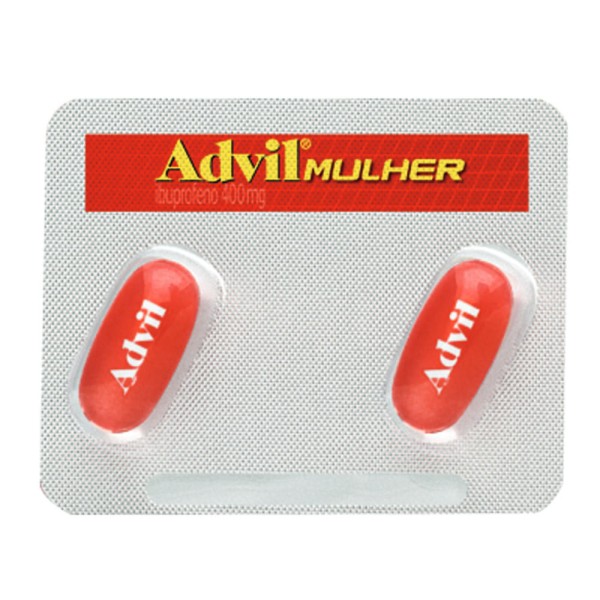 Advil Mulher Ibuprofeno 400mg, Analgesico Para Colicas Menstruais, 2  Capsulas
