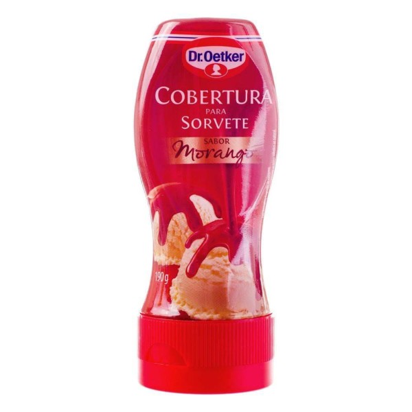 Encontraproduto.com.br - Cobertura para Sorvete Sabor Morango Dr. Oetker 190g