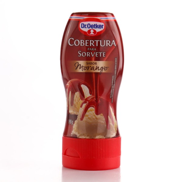 Encontraproduto.com.br - Cobertura para Sorvete Sabor Morango Dr. Oetker 190g