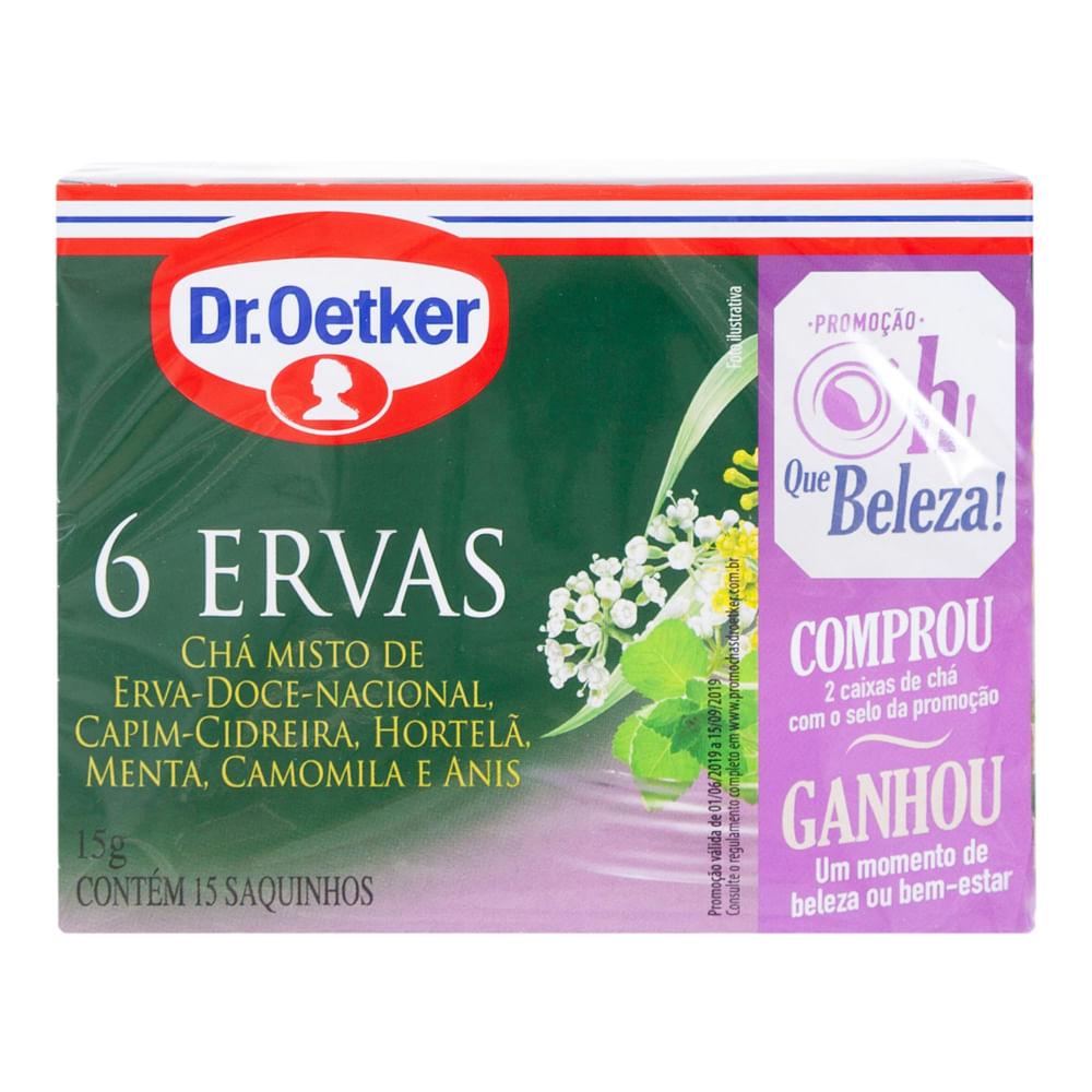 Encontraproduto.com.br - Chá DR OETKER 6 Ervas Com 15 Saquinhos 15g