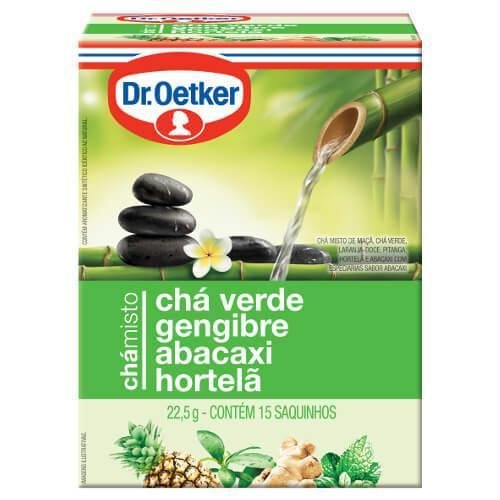 Encontraproduto.com.br - Chá Misto de Chá Verde, Gengibre, Abacaxi e Hortelã Dr. Oetker Caixa com 15 Sachês 22,5g
