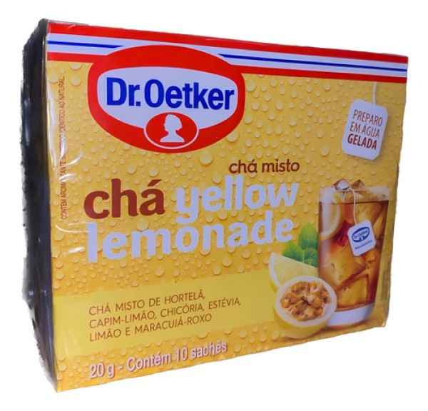 Chá Yellow Lemonade Limão e Maracujá Dr Oetker 10 Sachês 20g