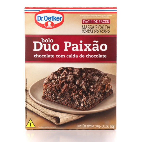 Encontraproduto.com.br - Mistura para Bolo Sabor Chocolate com Cobertura de Chocolate Dr. Oetker Duo Paixão 450g