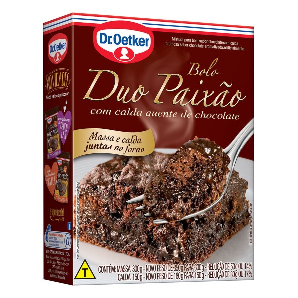 Encontraproduto.com.br - Mistura para Bolo Sabor Chocolate com Cobertura de Chocolate Dr. Oetker Duo Paixão 450g