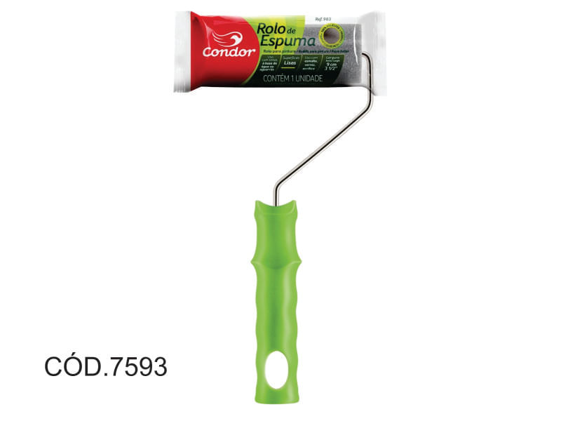 Encontraproduto.com.br - Rolo de Espuma Poliester para Pintura com Suporte 9cm - CONDOR