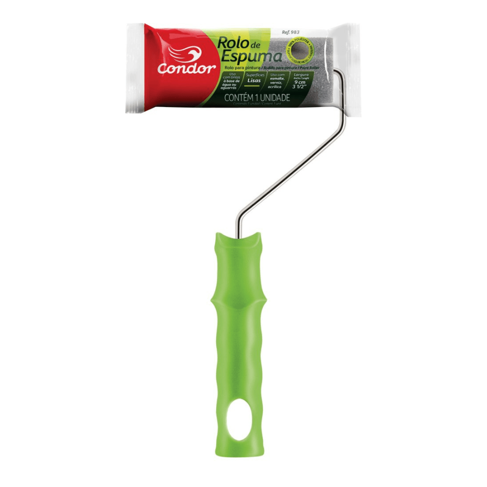 Encontraproduto.com.br - Rolo de Espuma Poliester para Pintura com Suporte 9cm - CONDOR