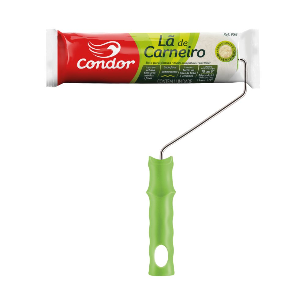 Encontraproduto.com.br - Rolo de Lã de Carneiro com Suporte 15cm 958 - Condor