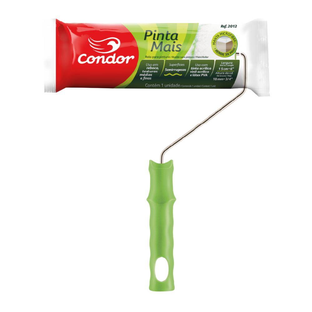 Rolo Pinta Mais 2012 15 cm com suporte - Condor.
