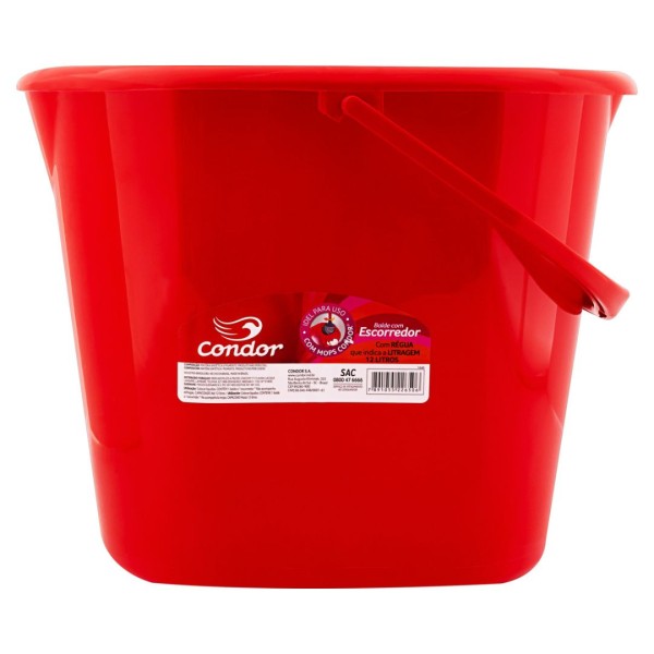 Encontraproduto.com.br - Balde Vermelho com Escorredor 12l Condor