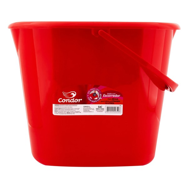 Encontraproduto.com.br - Balde Vermelho com Escorredor 12l Condor