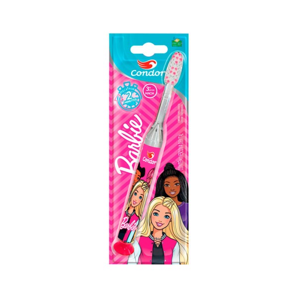 Escova Dental Condor Barbie +3anos Macia Com Luz De Led