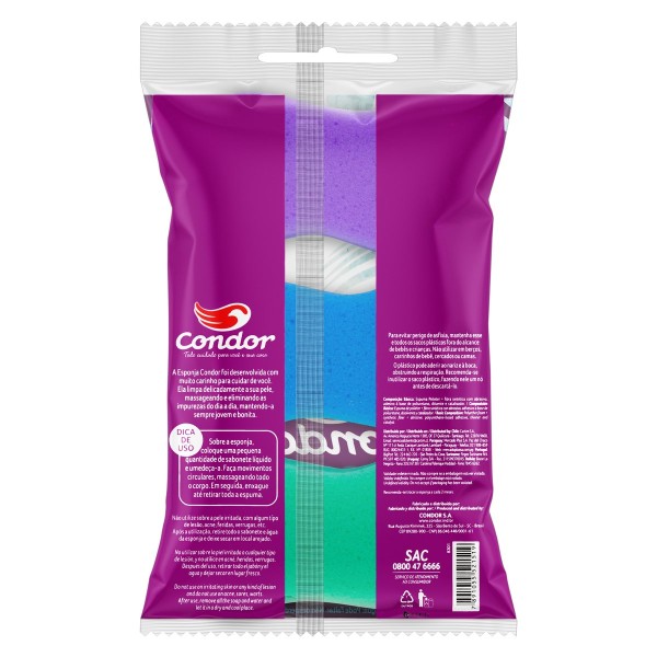 Encontraproduto.com.br - Esponja para Banho Condor Leve 3 Pague 2 Unidades - Cores Sortidas