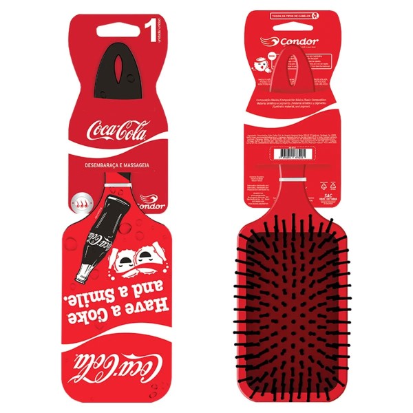 Escova para Cabelo Condor Raquete Coca-Cola Ref 6893