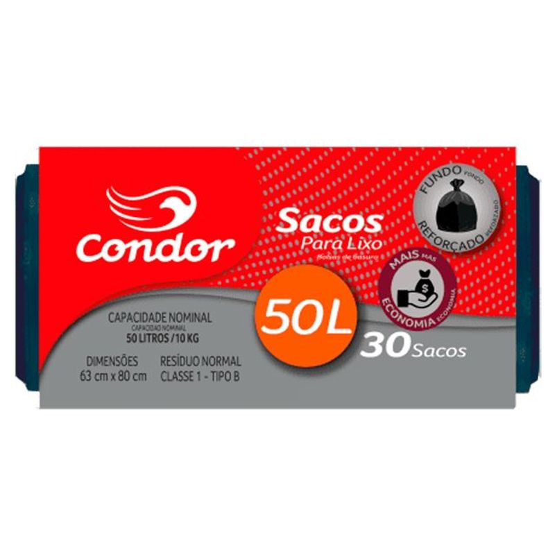 Encontraproduto.com.br - Saco de Lixo com Fundo Reforçado 50L Condor com 30un
