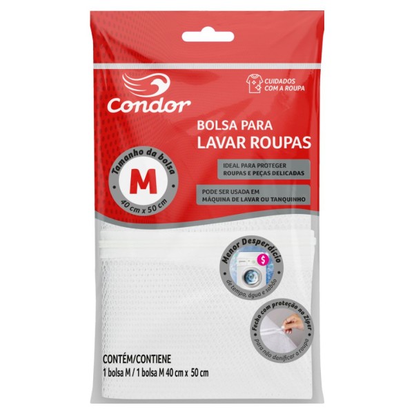 Encontraproduto.com.br - Bolsa para Lavar Roupa com Zíper Condor M 40cm x 50cm