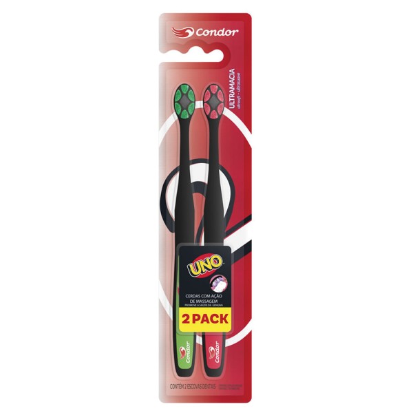Encontraproduto.com.br - Escova Dental Ultramacia Condor Uno Com 2 Unidades Cores Sortidas