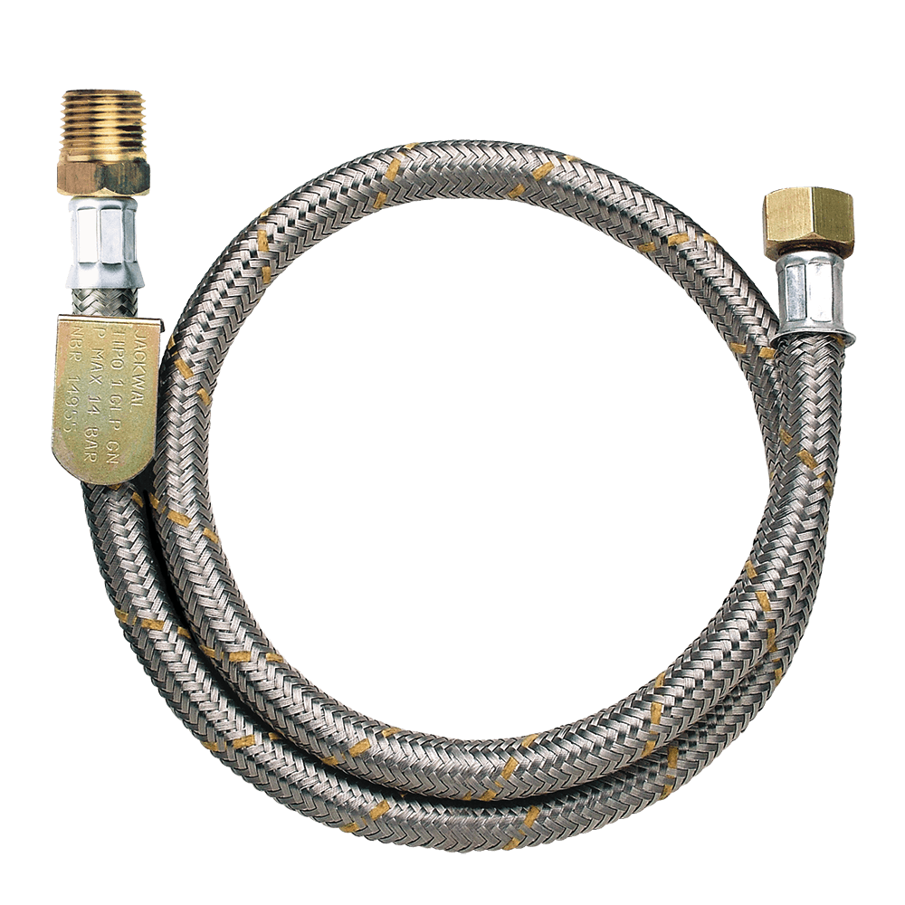 Encontraproduto.com.br - Engate Flexivel 1m Gás 1/2 Npt(E)X1/2Bsp(I) 2543 Jackwal
