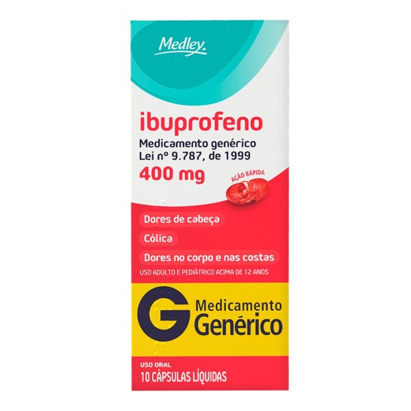 Encontraproduto.com.br - Ibuprofeno Medley Com 10 Capsulas 400mg Generico