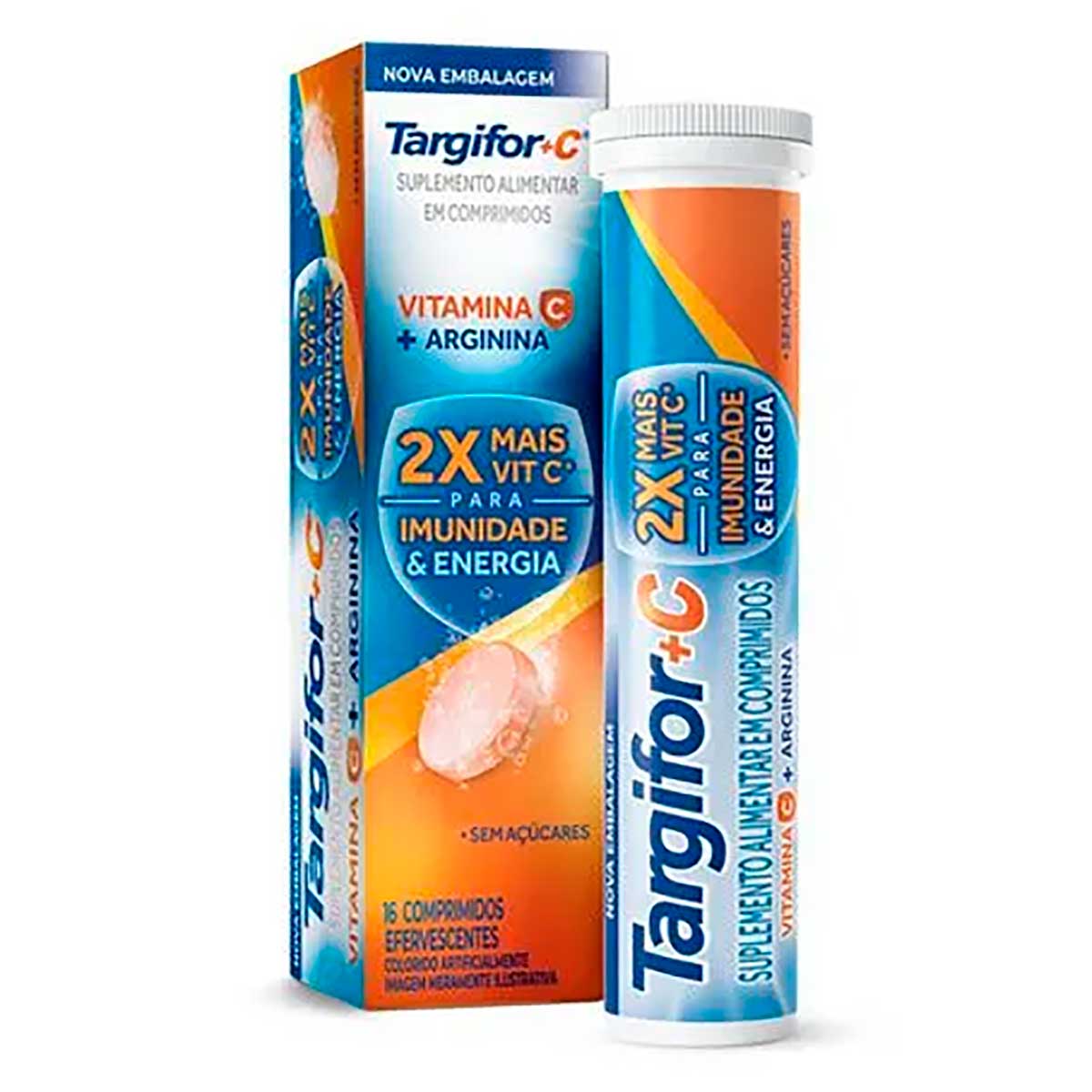 Encontraproduto.com.br - Targifor C Vitamina C e Arginina - 16 Comprimidos Efervescentes