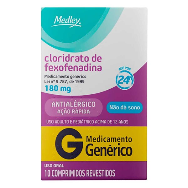 Encontraproduto.com.br - Cloridrato De Fexofenadina 180mg Com 10 Comprimidos Medley Generico