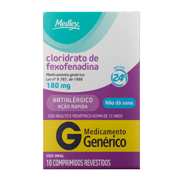 Encontraproduto.com.br - Cloridrato De Fexofenadina 180mg Com 10 Comprimidos Medley Generico