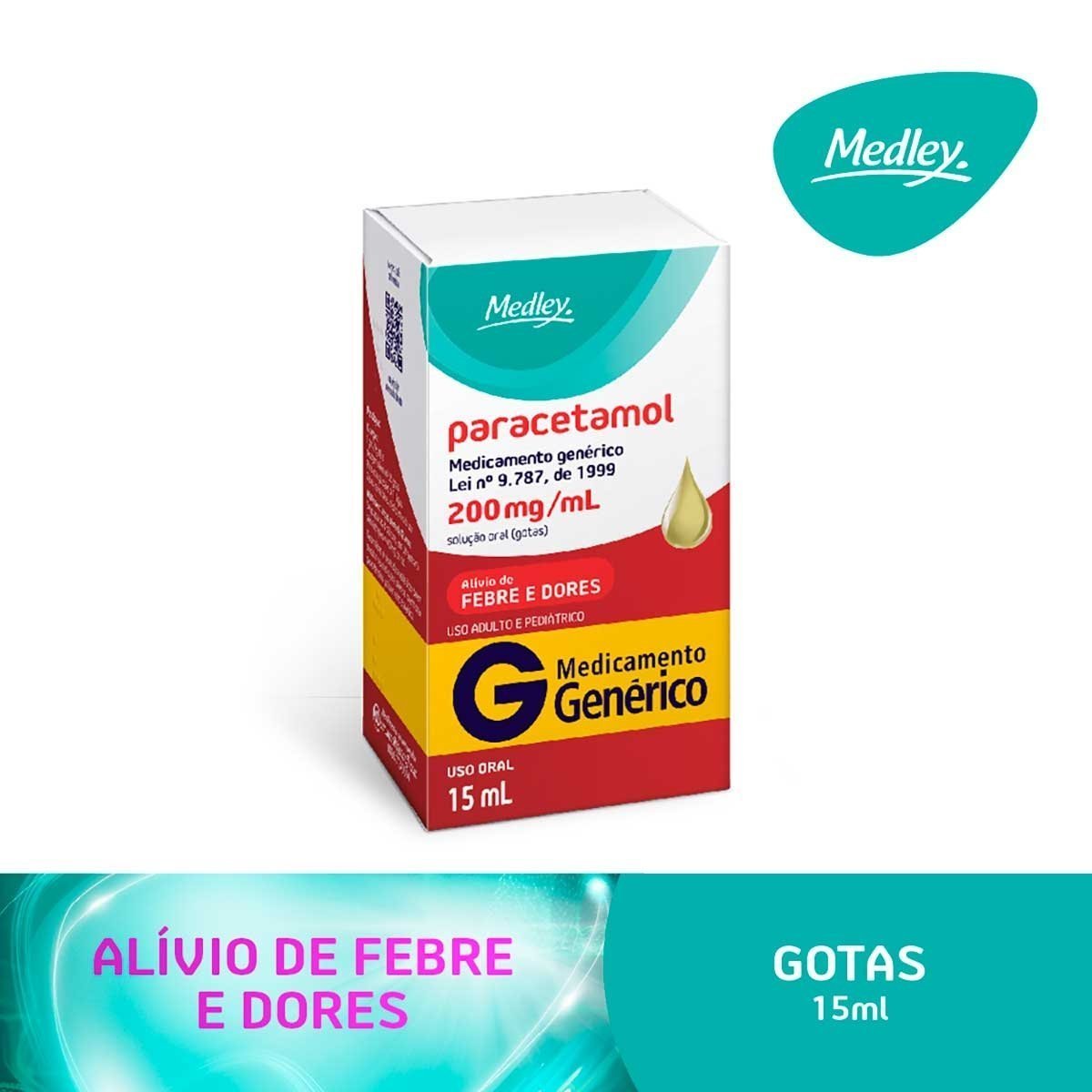Encontraproduto.com.br - Paracetamol 200mg/ml Medley Solução Gotas Frasco 15ml