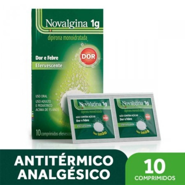 Encontraproduto.com.br - Novalgina 1g Caixa 10 Comprimidos Efervescentes