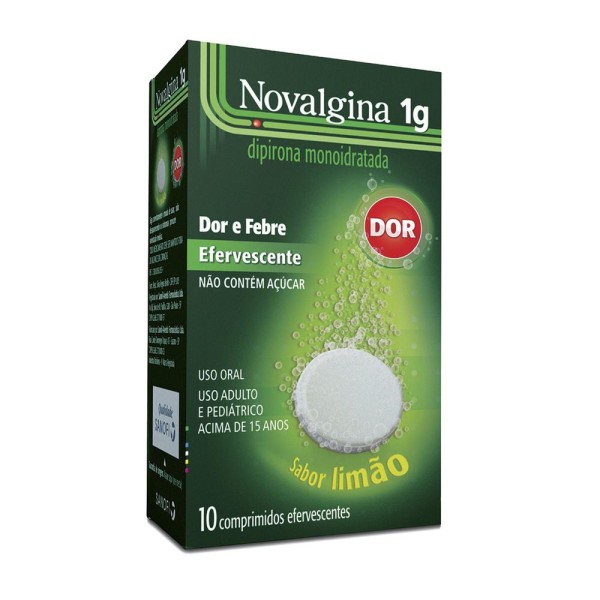 Encontraproduto.com.br - Novalgina 1g Caixa 10 Comprimidos Efervescentes