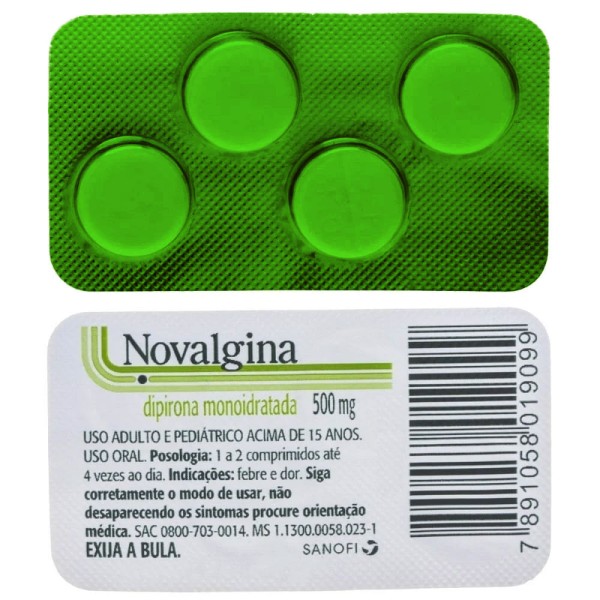 Encontraproduto.com.br - Novalgina 500mg Envelope Com 4 Comprimidos