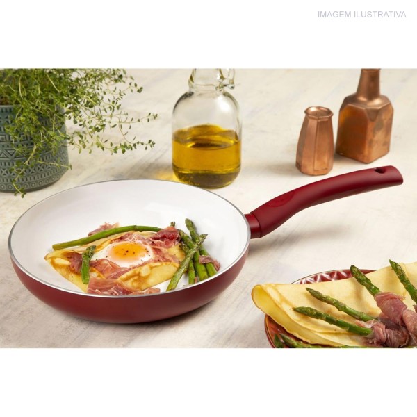 Encontraproduto.com.br - Frigideira Soft Touch Hércules 18 cm com Fundo de Indução Vermelha
